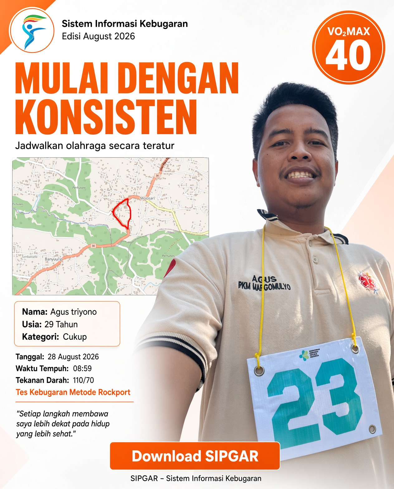 Cover hasil tes kebugaran Agus triyono