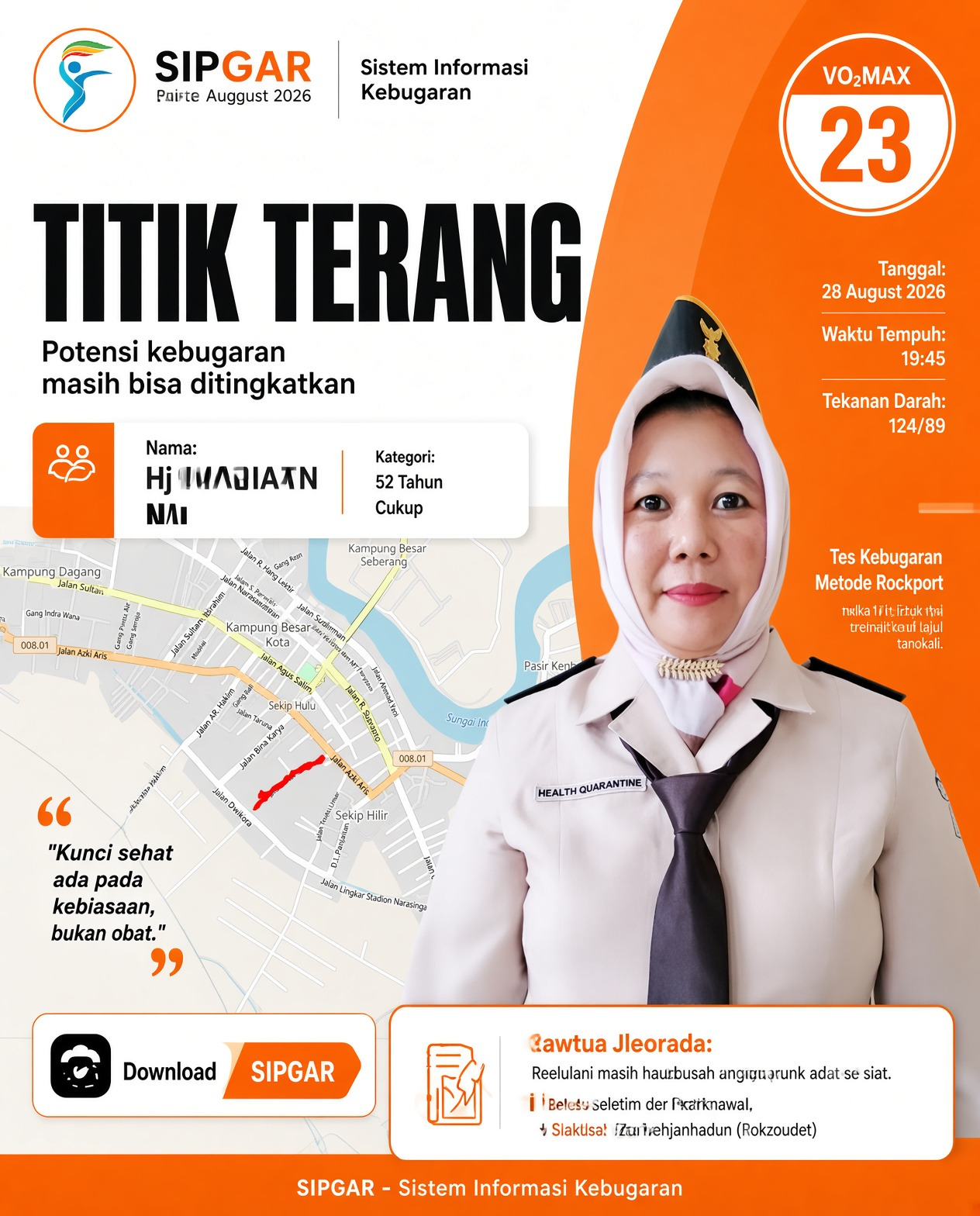 Cover hasil tes kebugaran Hj MARIATINI
