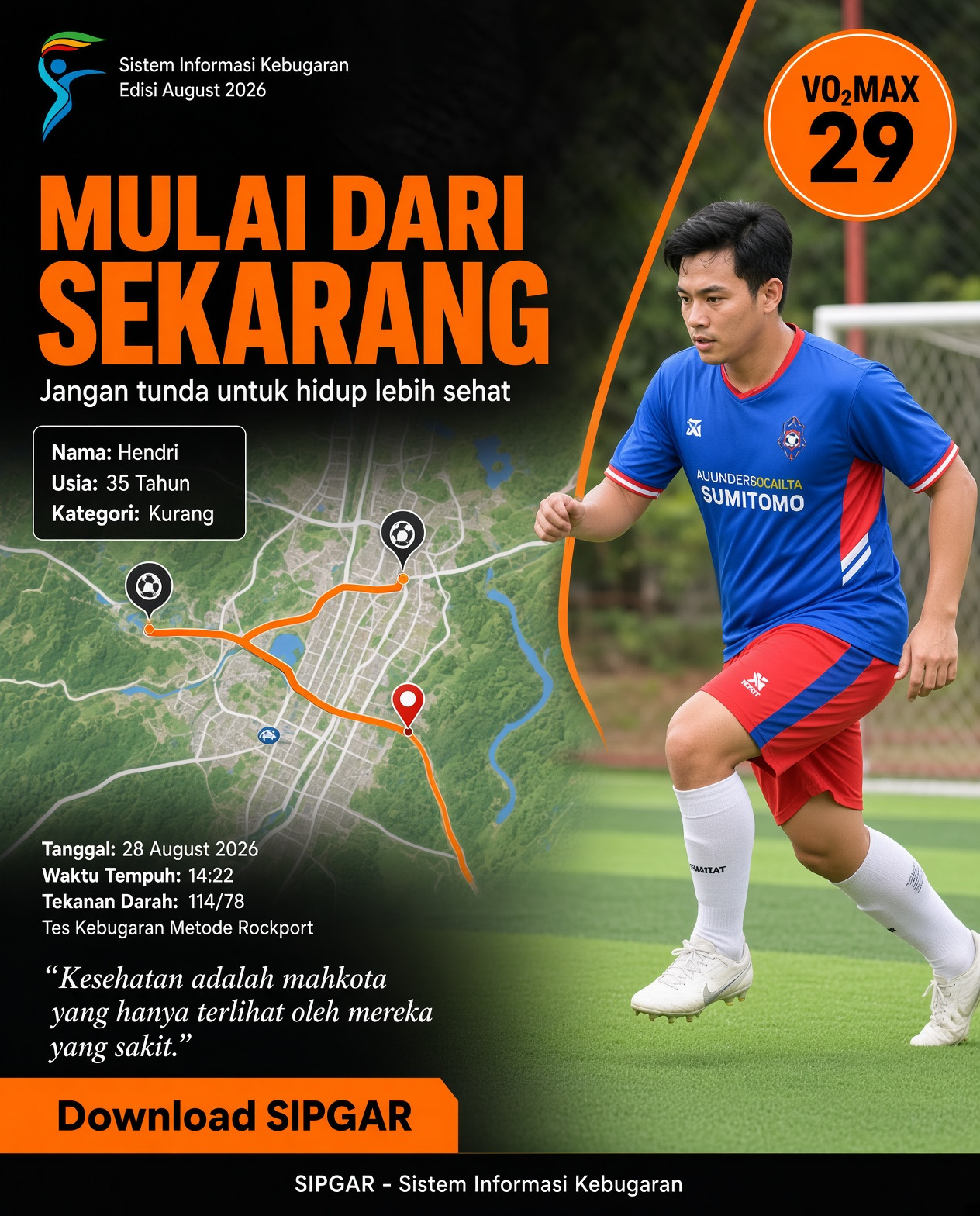 Cover hasil tes kebugaran Hendri