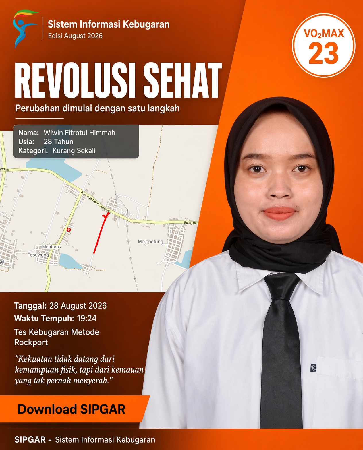 Cover hasil tes kebugaran Wiwin Fitrotul Himmah
