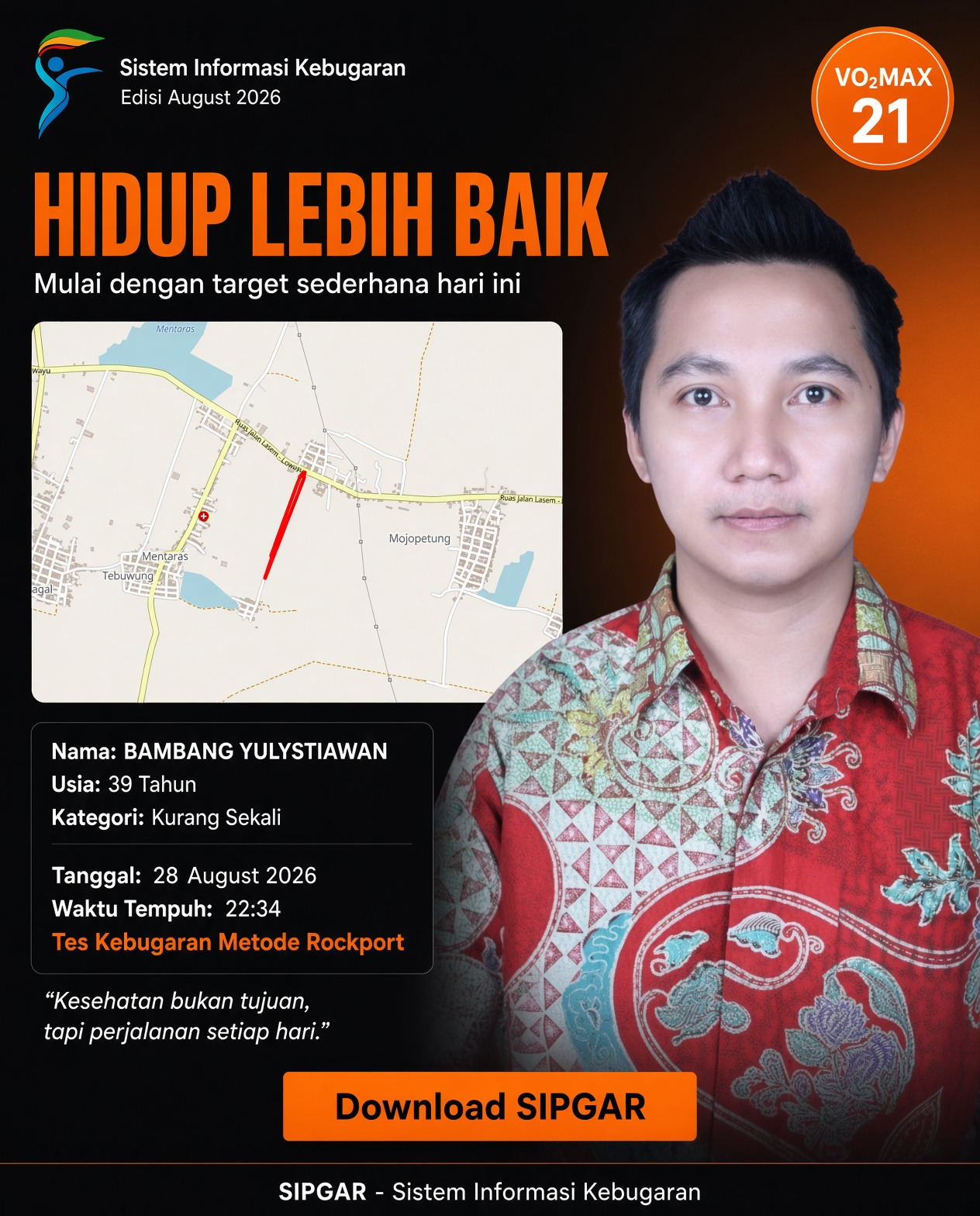 Cover hasil tes kebugaran BAMBANG YULYSTIAWAN