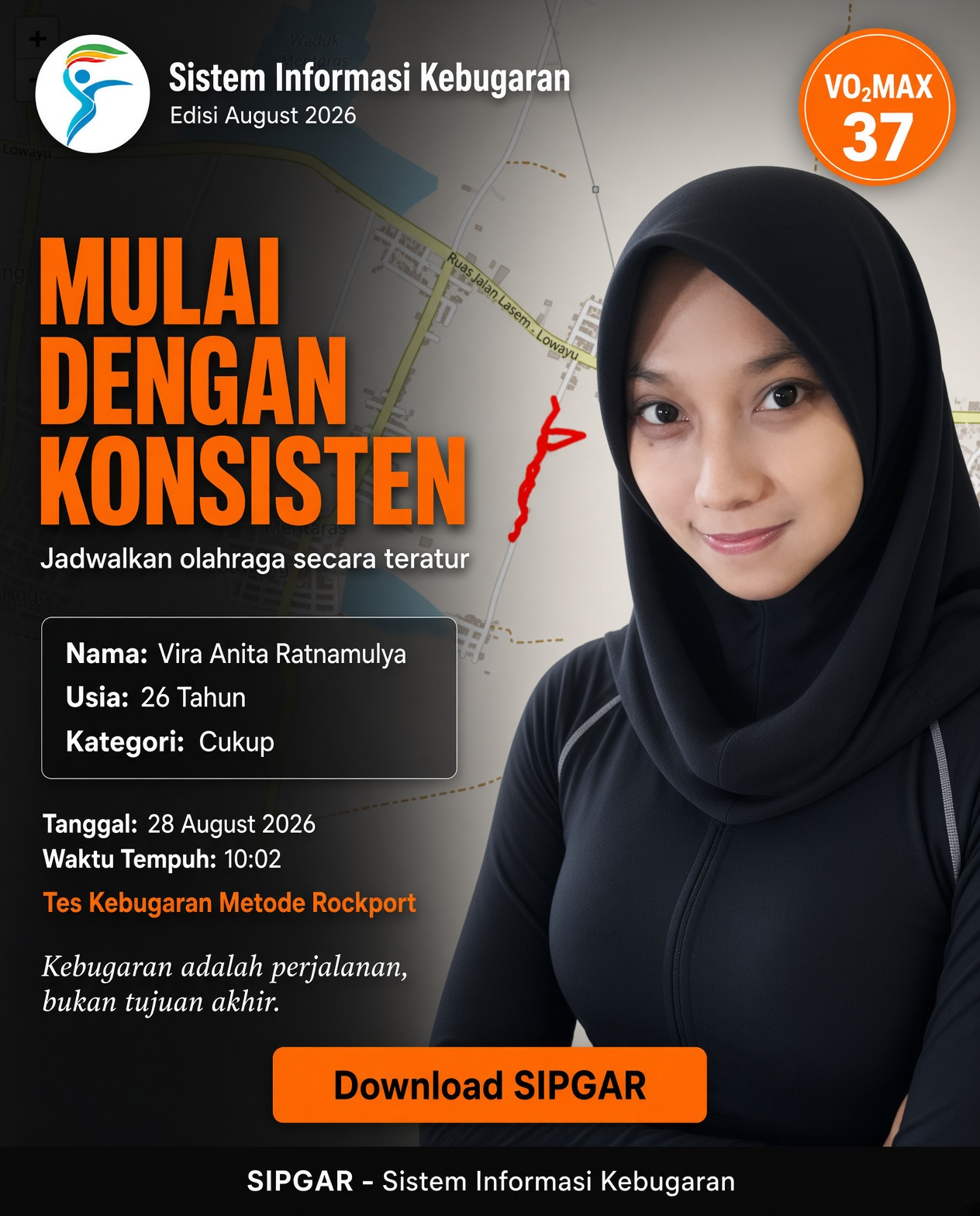 Cover hasil tes kebugaran Vira Anita Ratnamulya