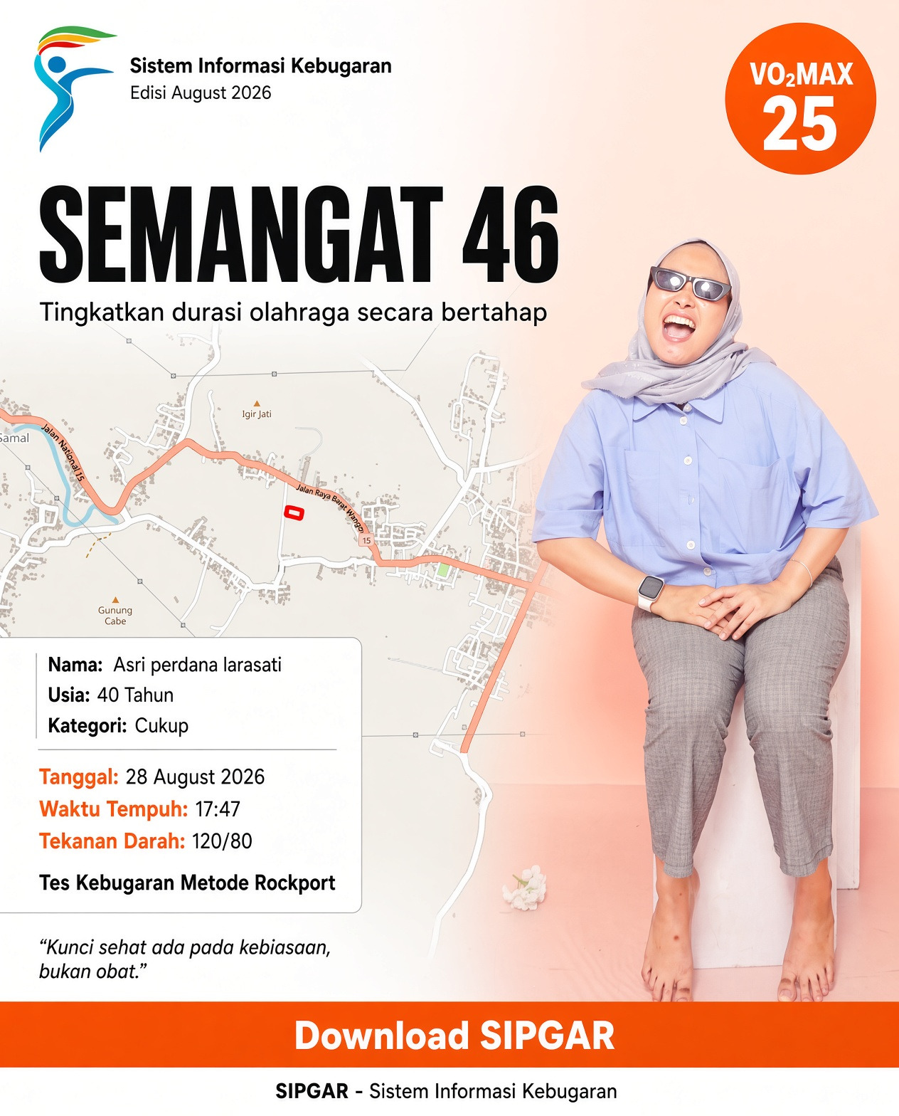 Cover hasil tes kebugaran Asri perdana larasati