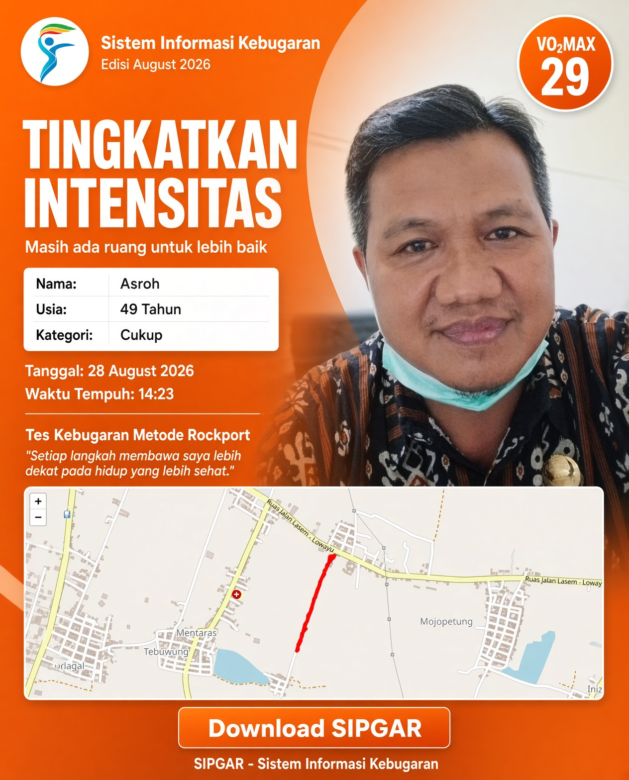 Cover hasil tes kebugaran Asroh