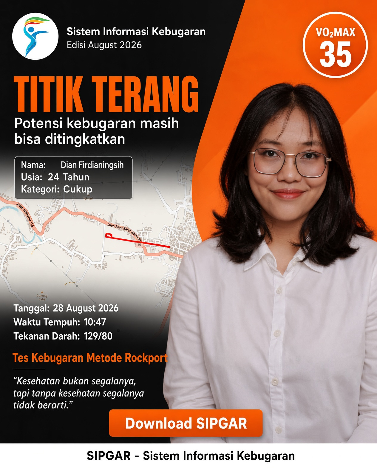 Cover hasil tes kebugaran Dian Firdianingsih