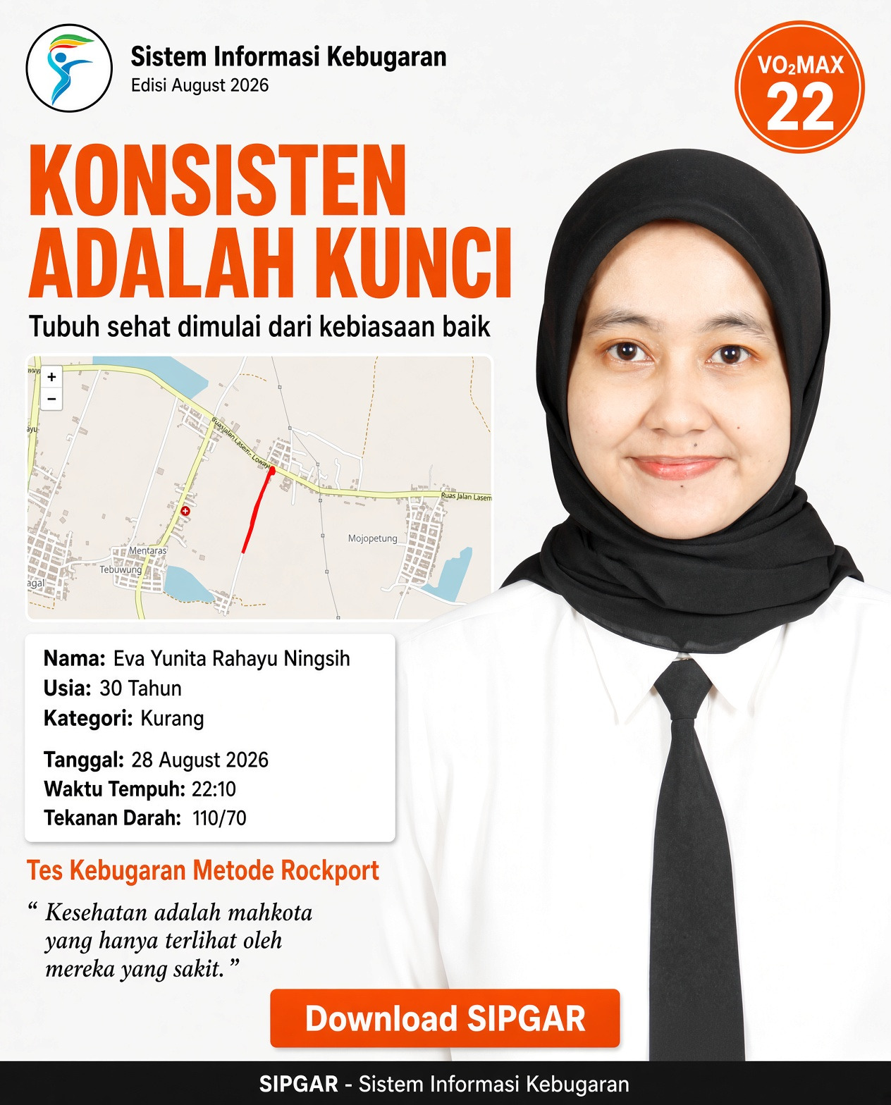 Cover hasil tes kebugaran Eva Yunita Rahayu Ningsih