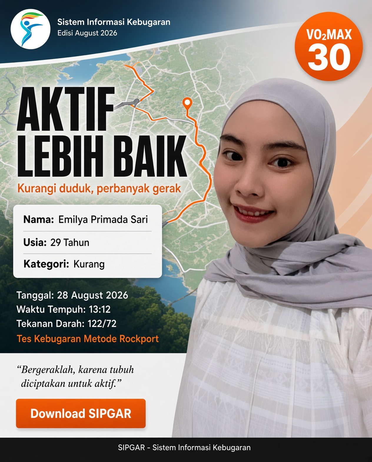 Cover hasil tes kebugaran Emilya Primada Sari
