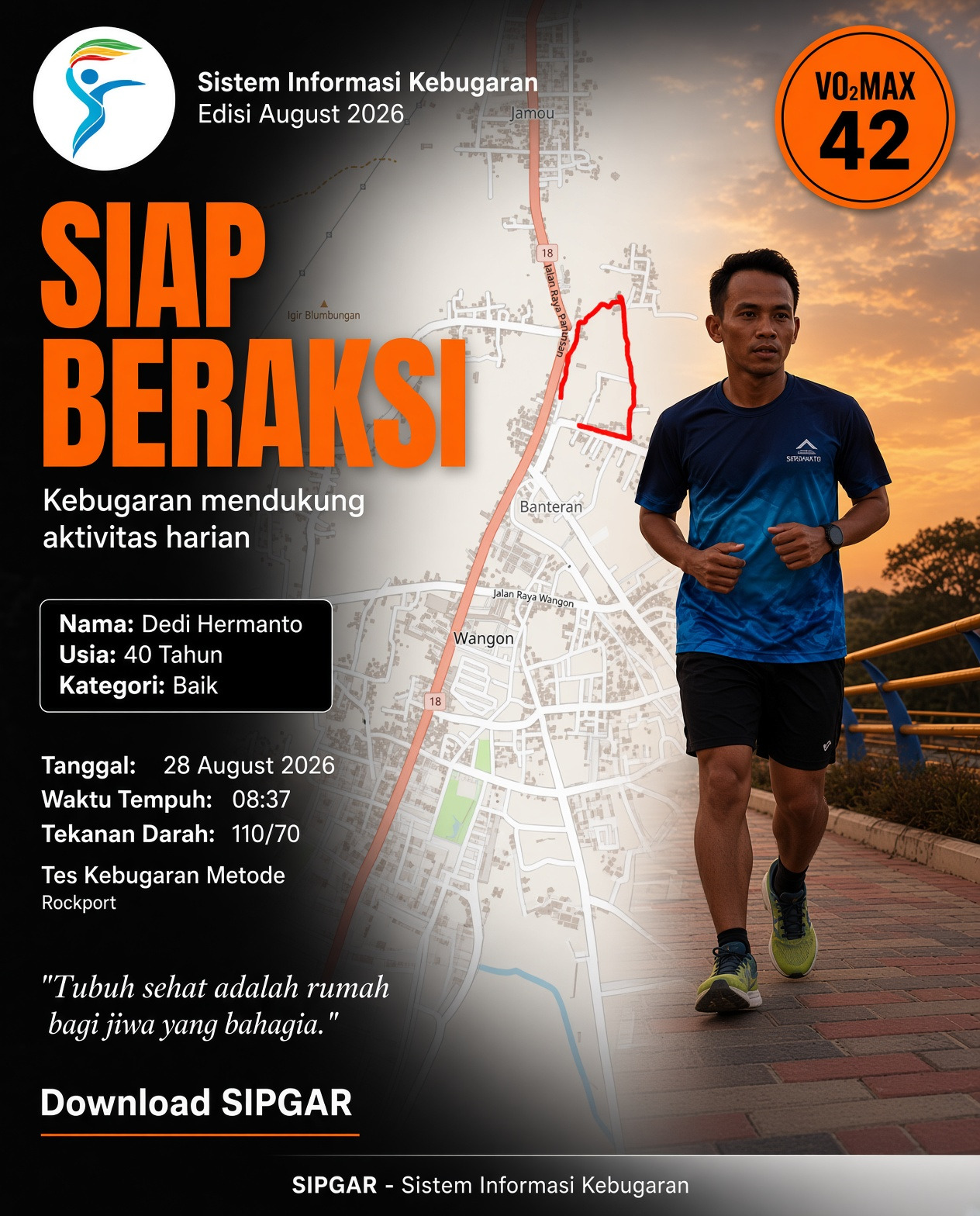 Cover hasil tes kebugaran Dedi Hermanto