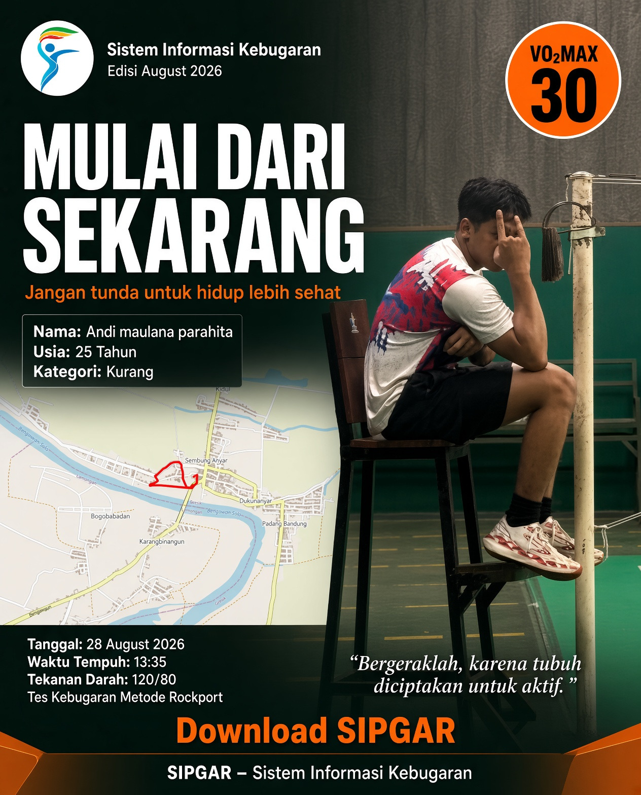 Cover hasil tes kebugaran Andi maulana parahita