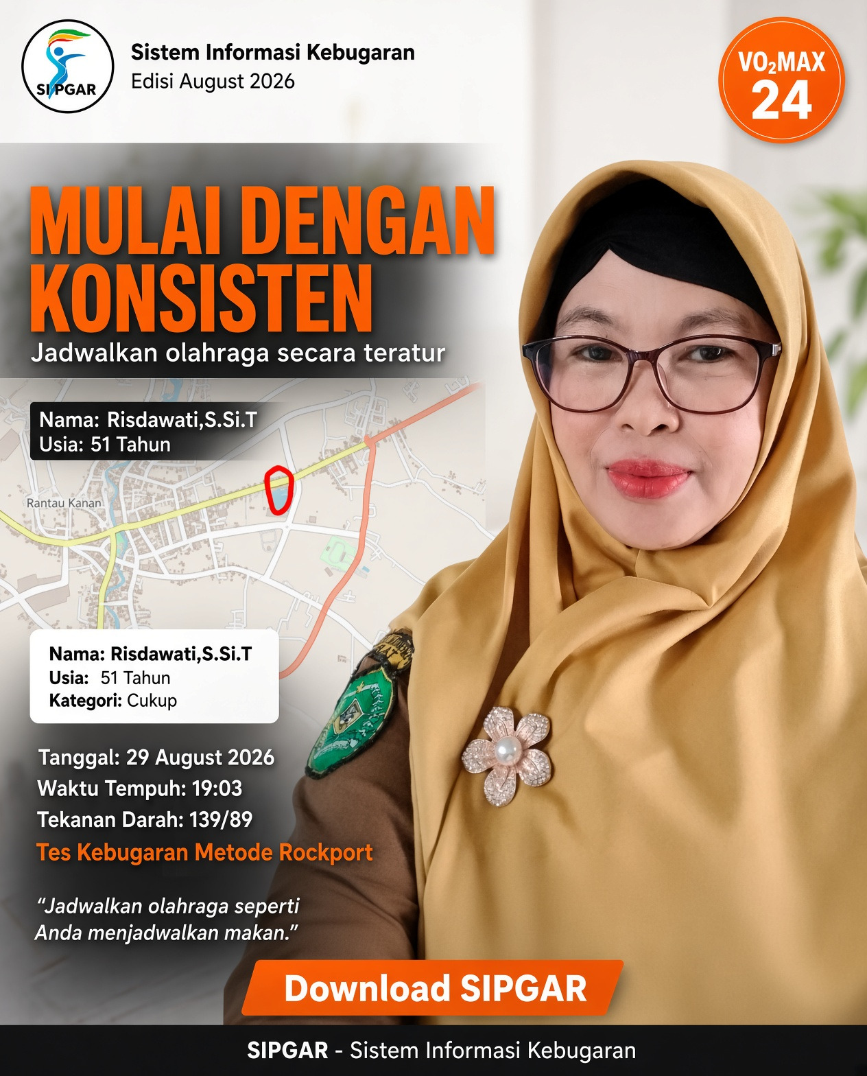 Cover hasil tes kebugaran Risdawati,S.Si.T