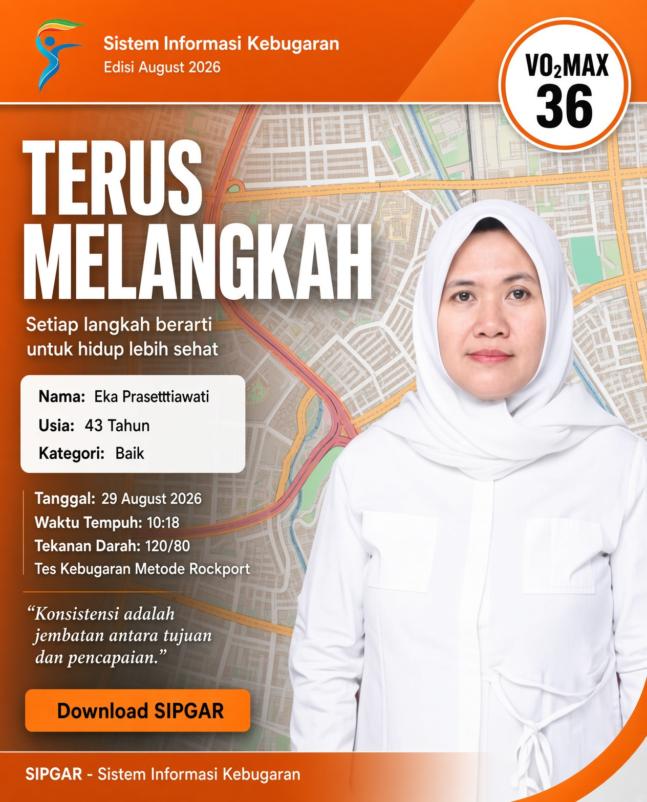 Cover hasil tes kebugaran Eka Prasetiawati