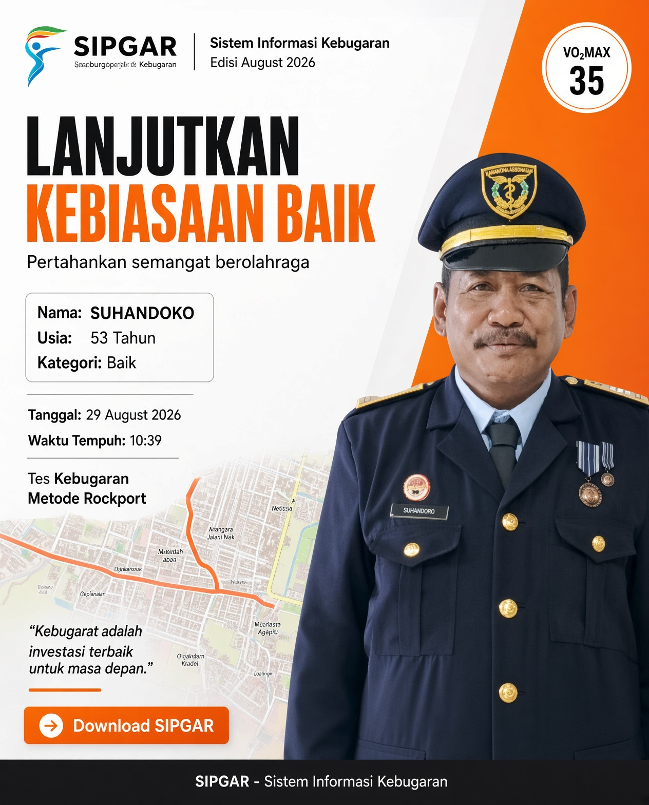 Cover hasil tes kebugaran SUHANDOKO