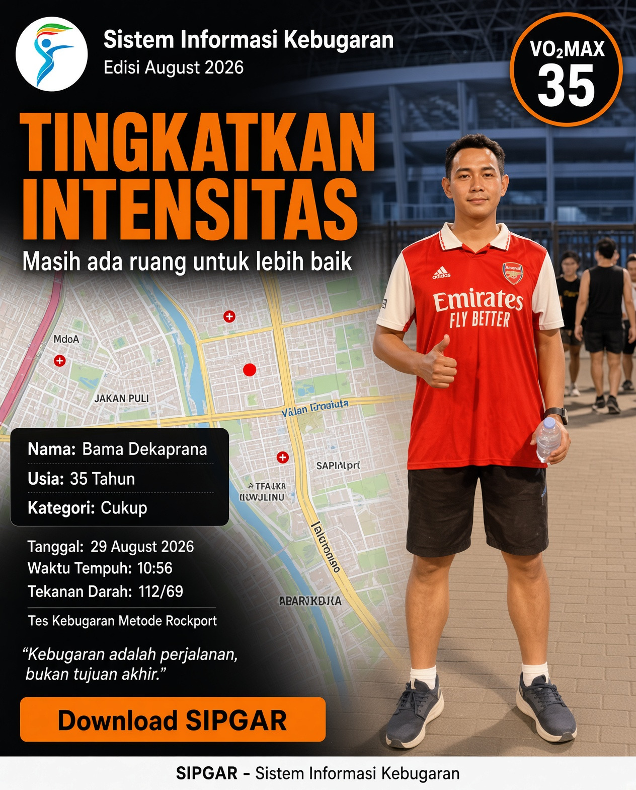 Cover hasil tes kebugaran Bama Dekaprana