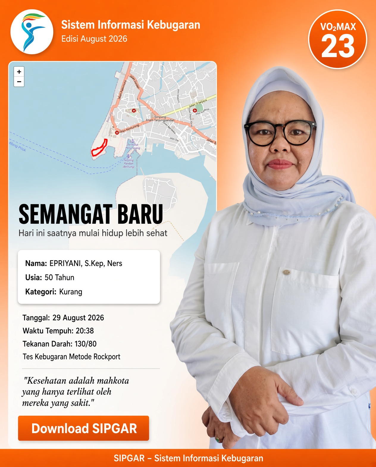 Cover hasil tes kebugaran EPRIYANI, S.Kep, Ners