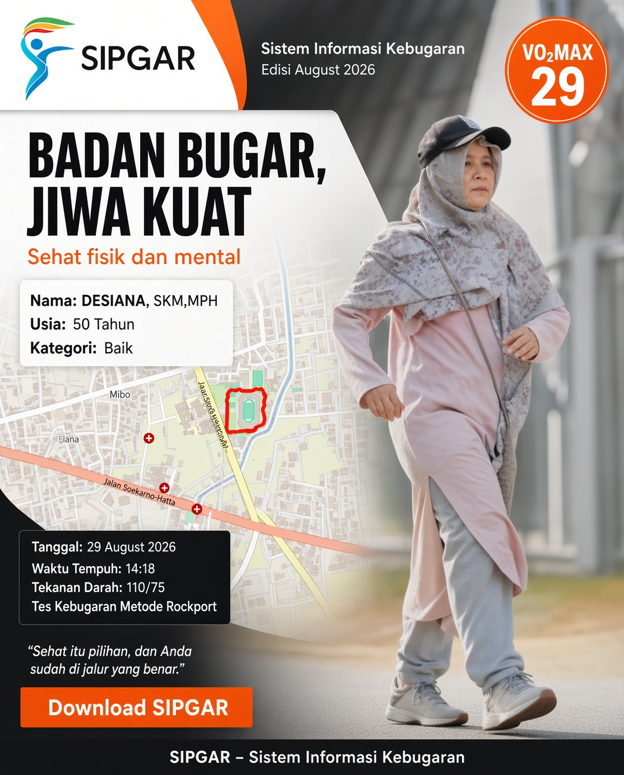 Cover hasil tes kebugaran DESIANA, SKM,MPH