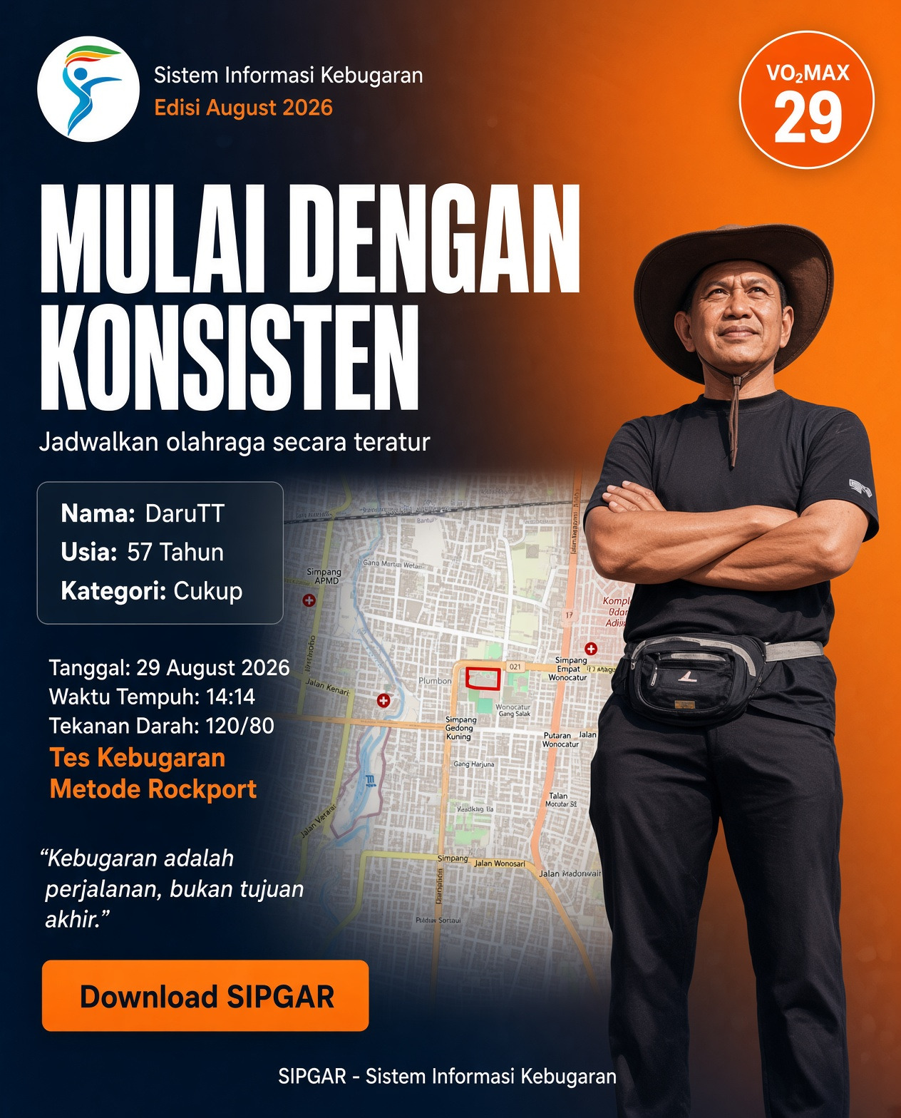 Cover hasil tes kebugaran Daru TT