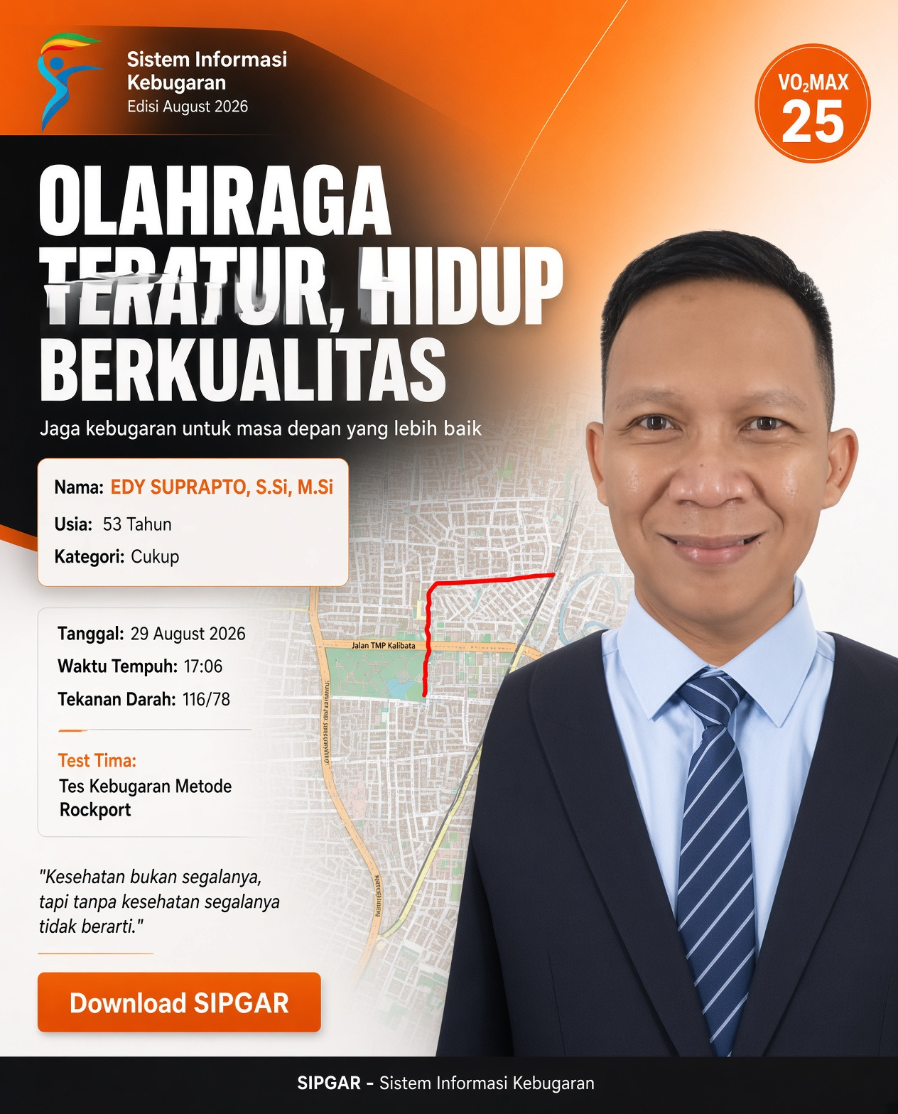 Cover hasil tes kebugaran EDY SUPRAPTO, S.Si, M.Si