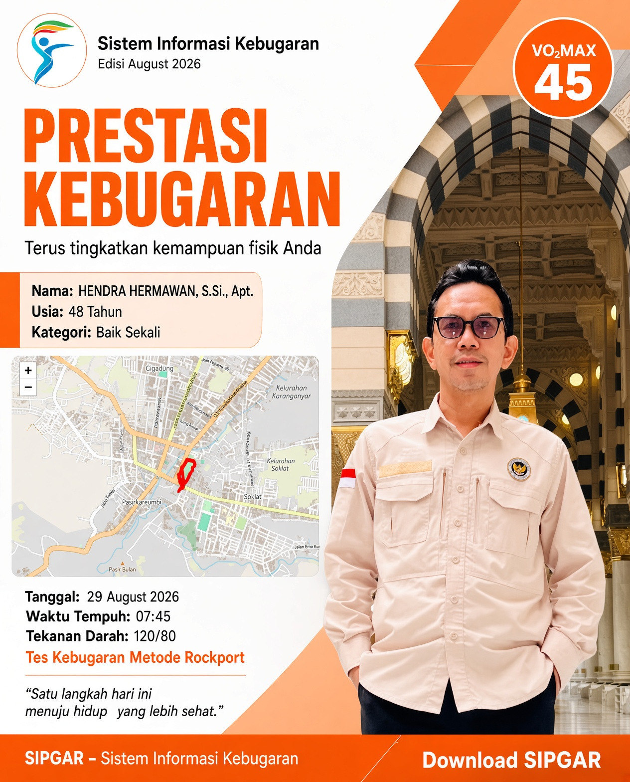 Cover hasil tes kebugaran HENDRA HERMAWAN, S.Si., Apt.
