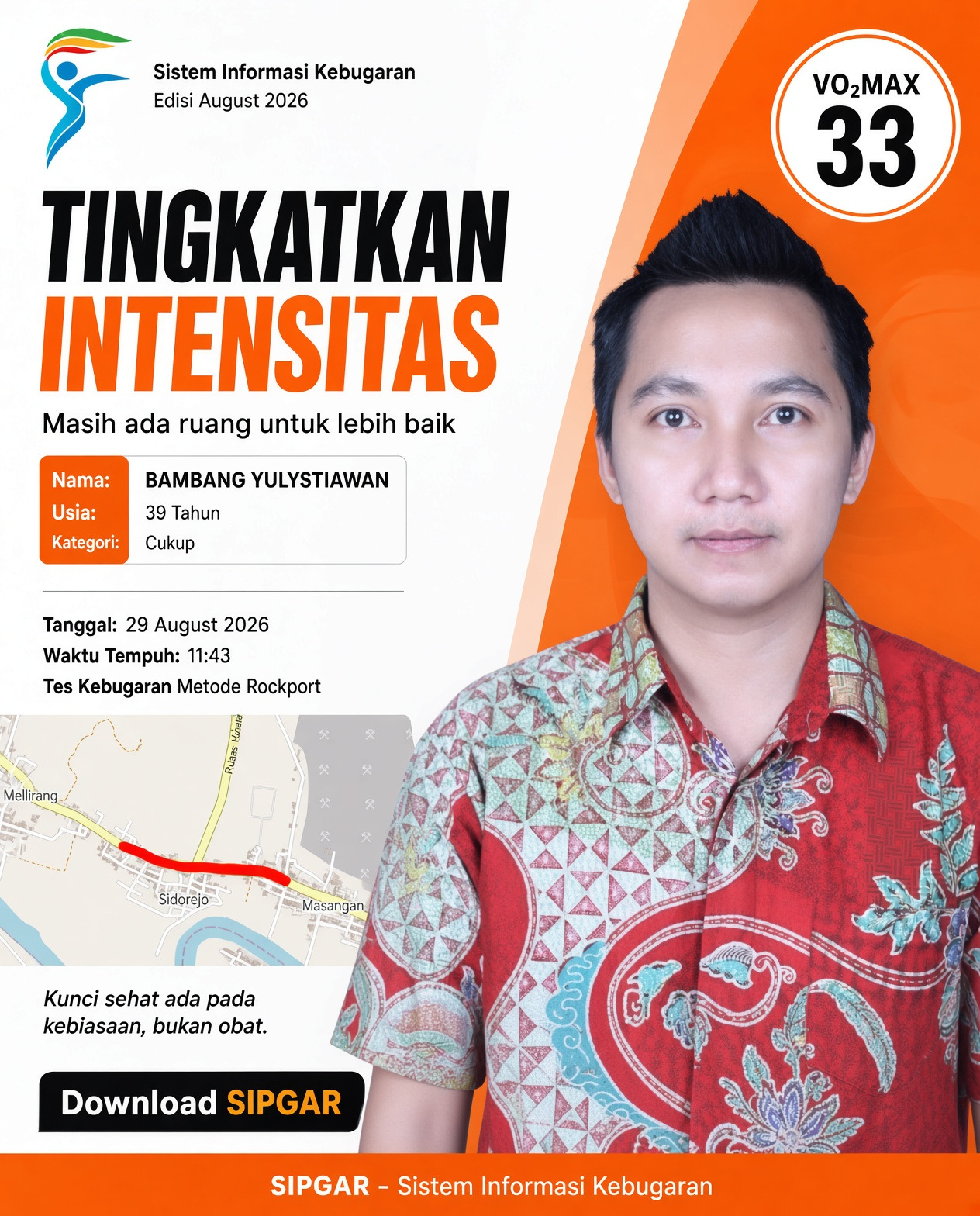 Cover hasil tes kebugaran BAMBANG YULYSTIAWAN