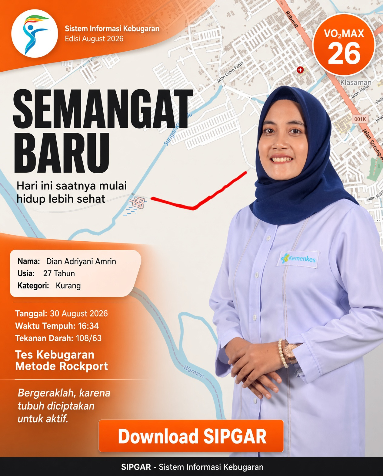 Cover hasil tes kebugaran Dian Adriyani Amrin