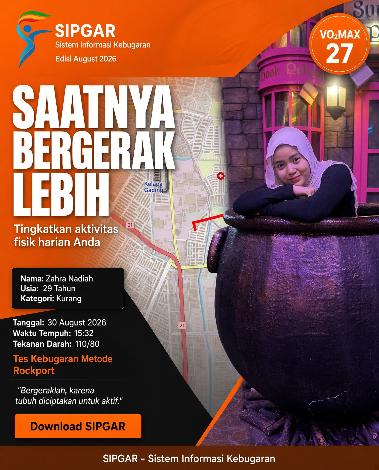 Cover hasil tes kebugaran Zahra Nadiah