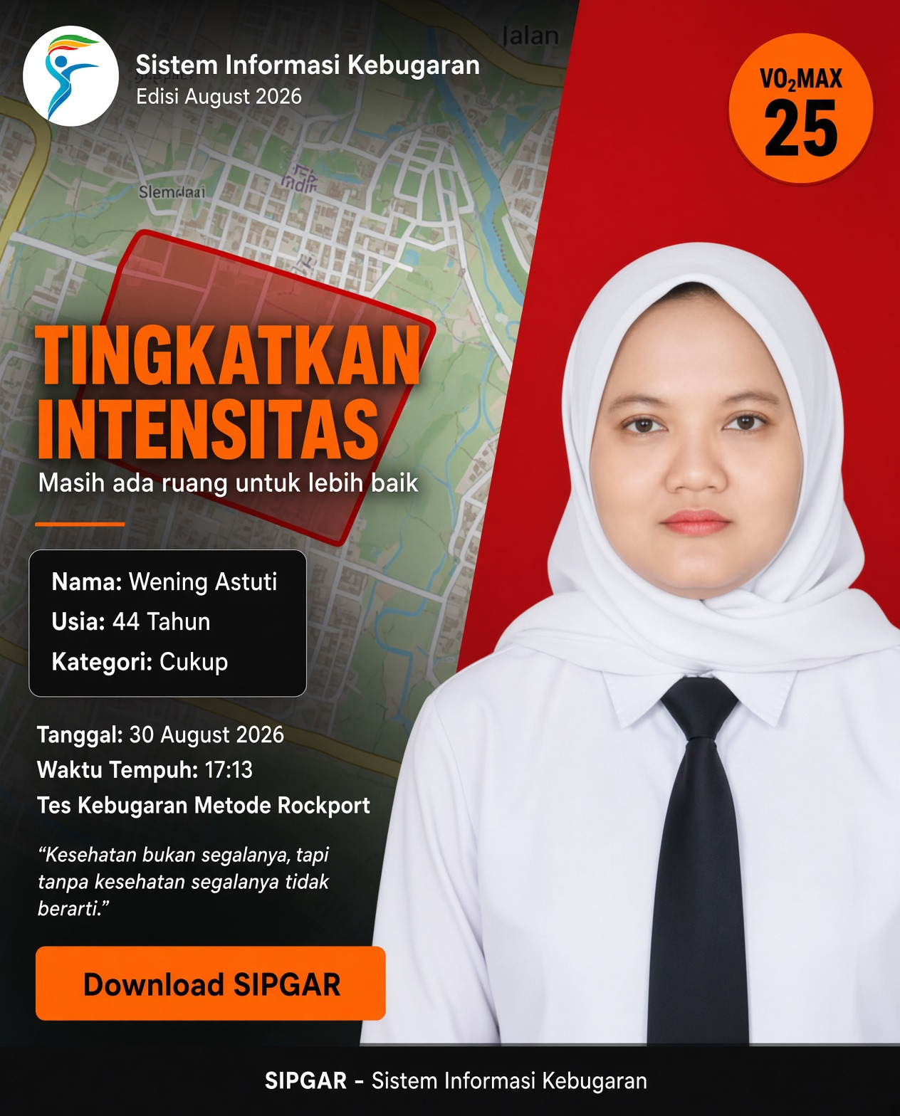 Cover hasil tes kebugaran Wening Astuti