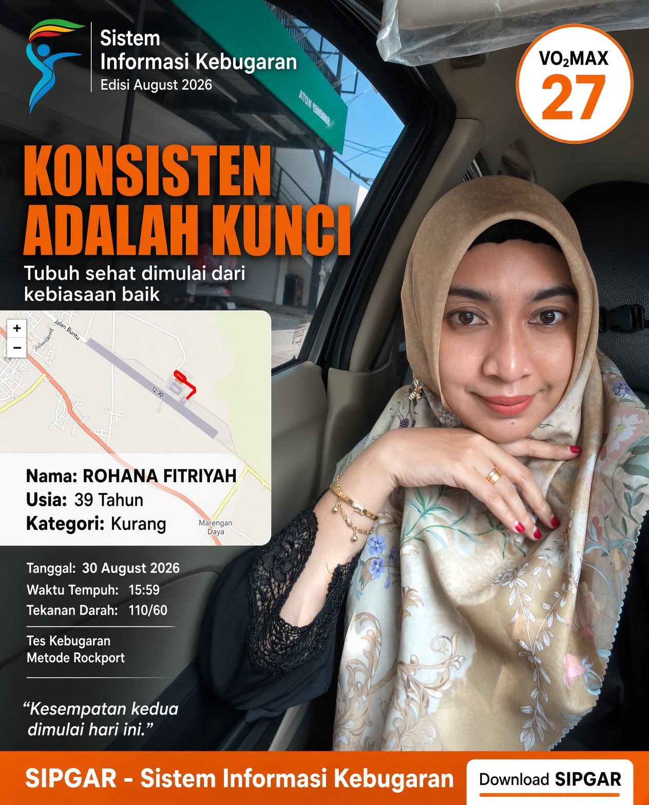 Cover hasil tes kebugaran ROHANA FITRIYAH