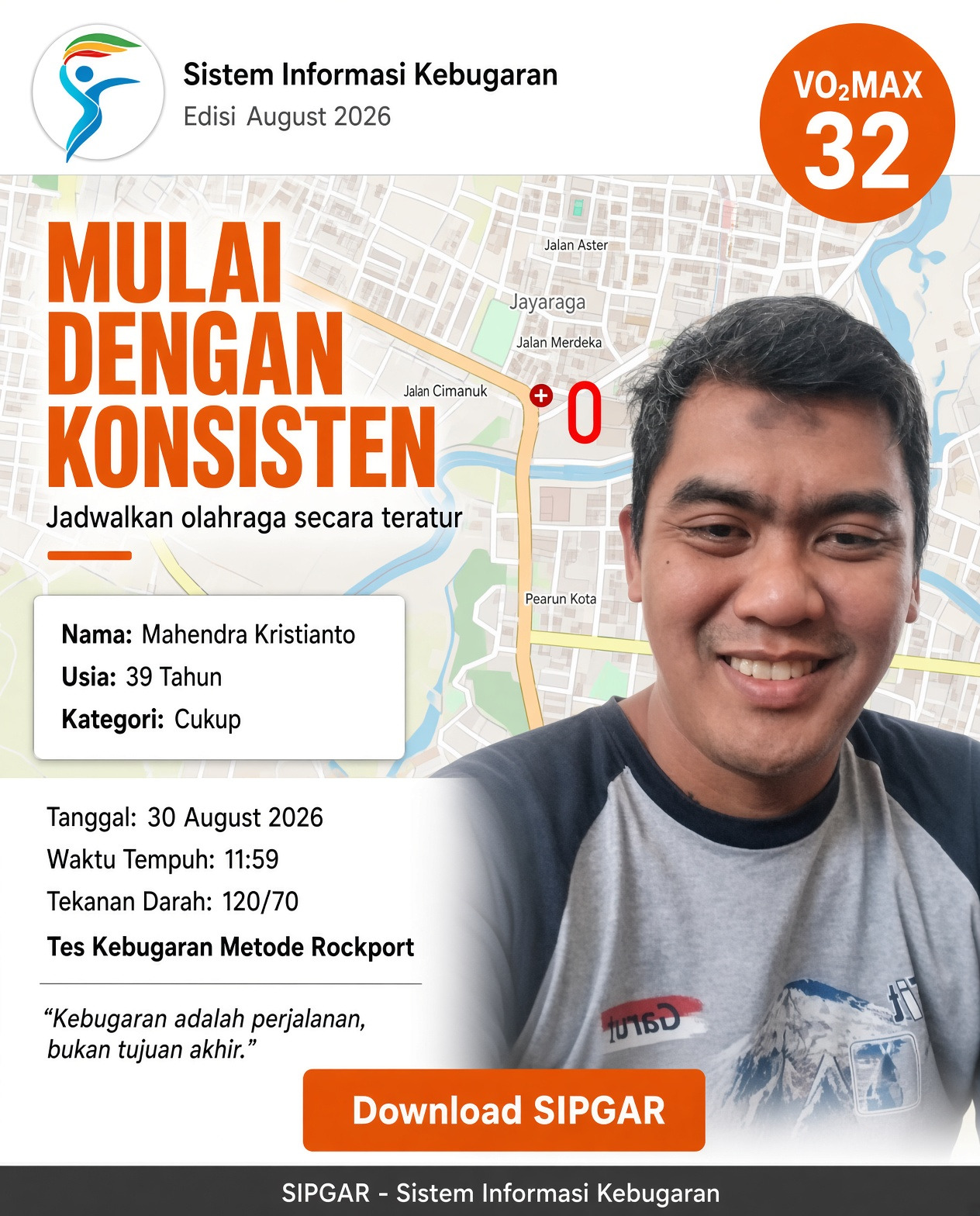 Cover hasil tes kebugaran Mahendra Kristianto
