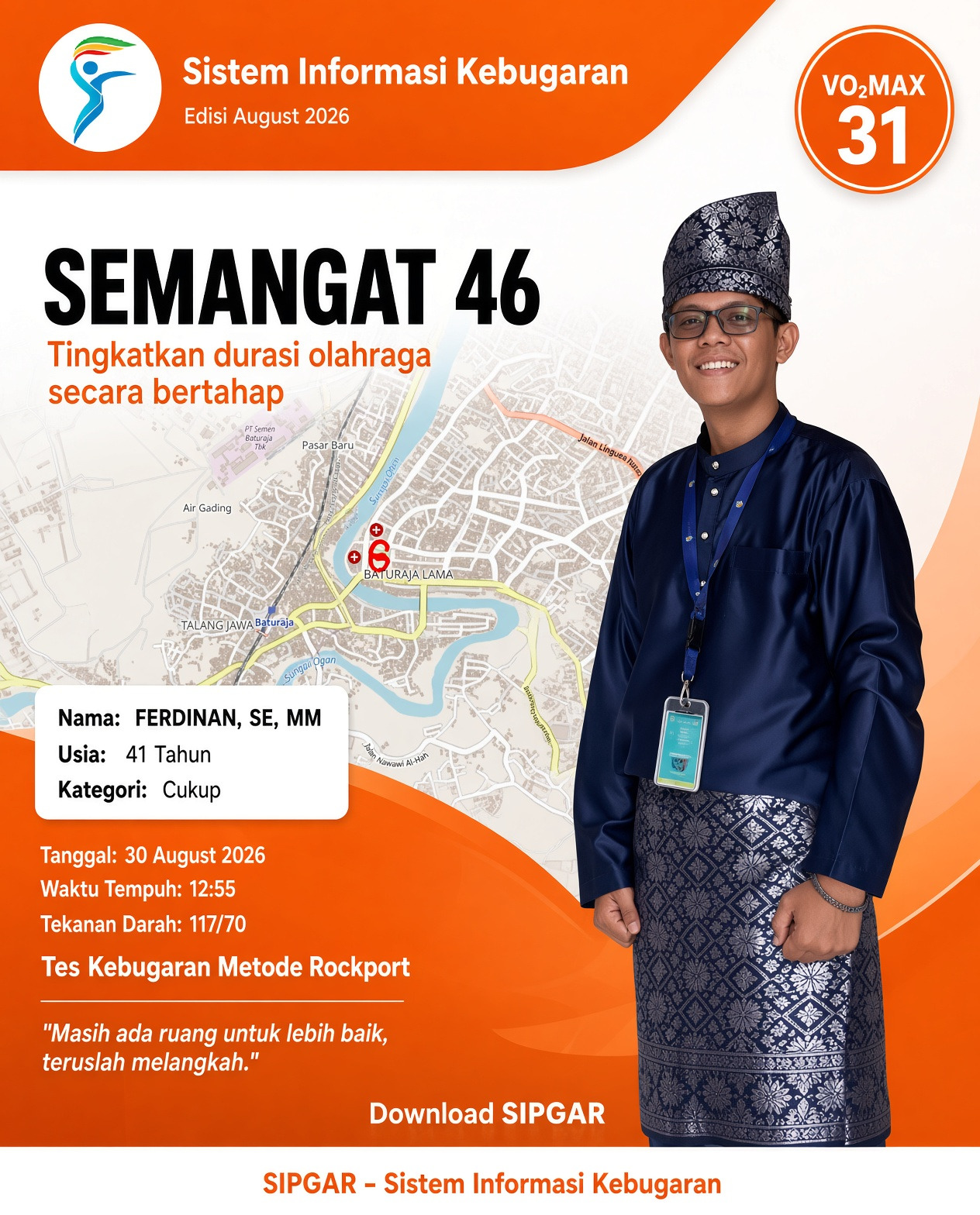 Cover hasil tes kebugaran FERDINAN, SE, MM