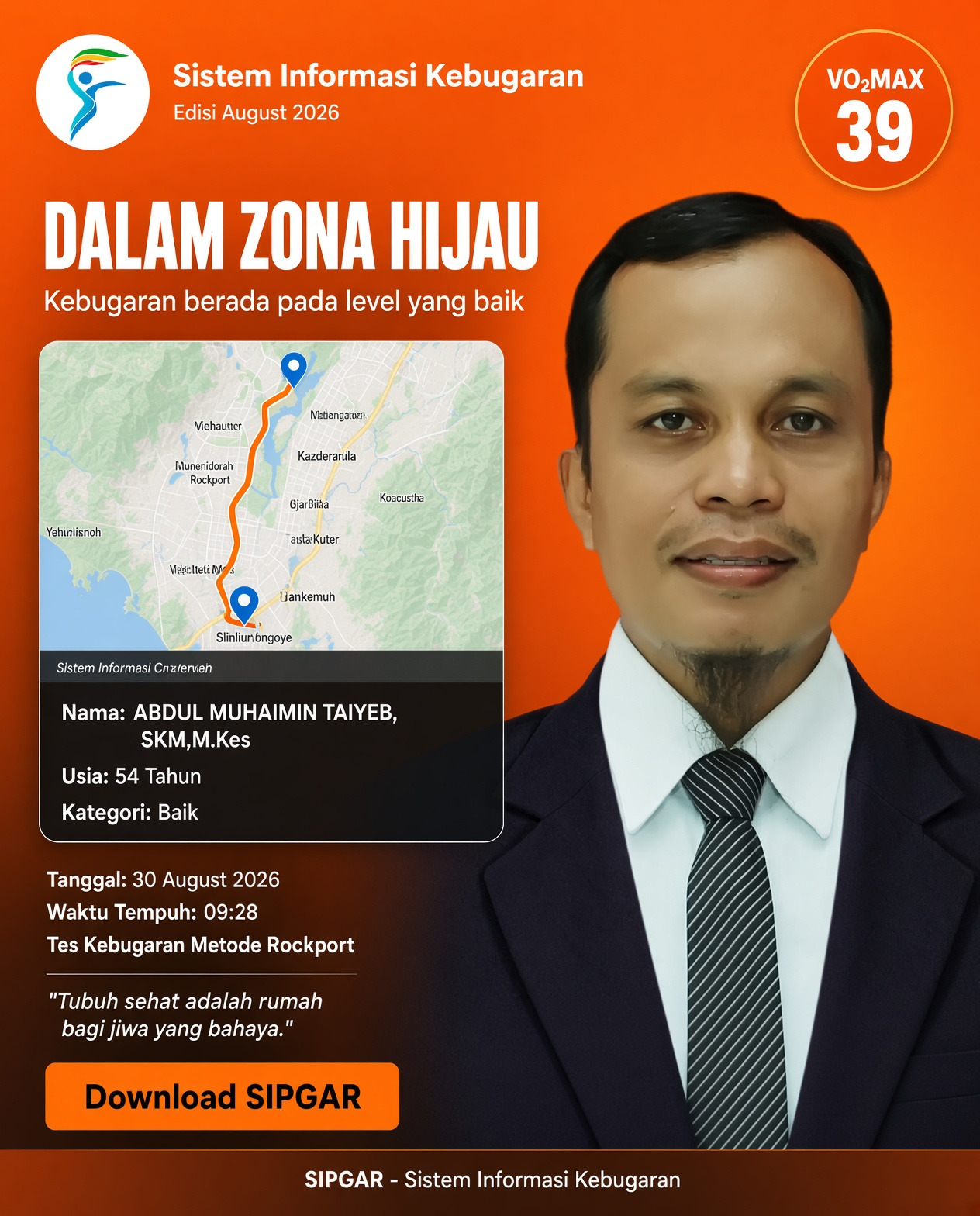 Cover hasil tes kebugaran ABDUL MUHAIMIN TAIYEB, SKM,M.Kes