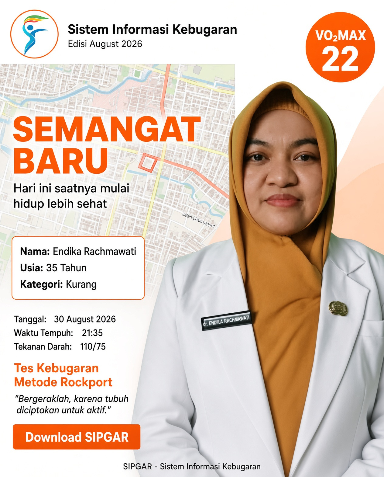 Cover hasil tes kebugaran Endika Rachmawati