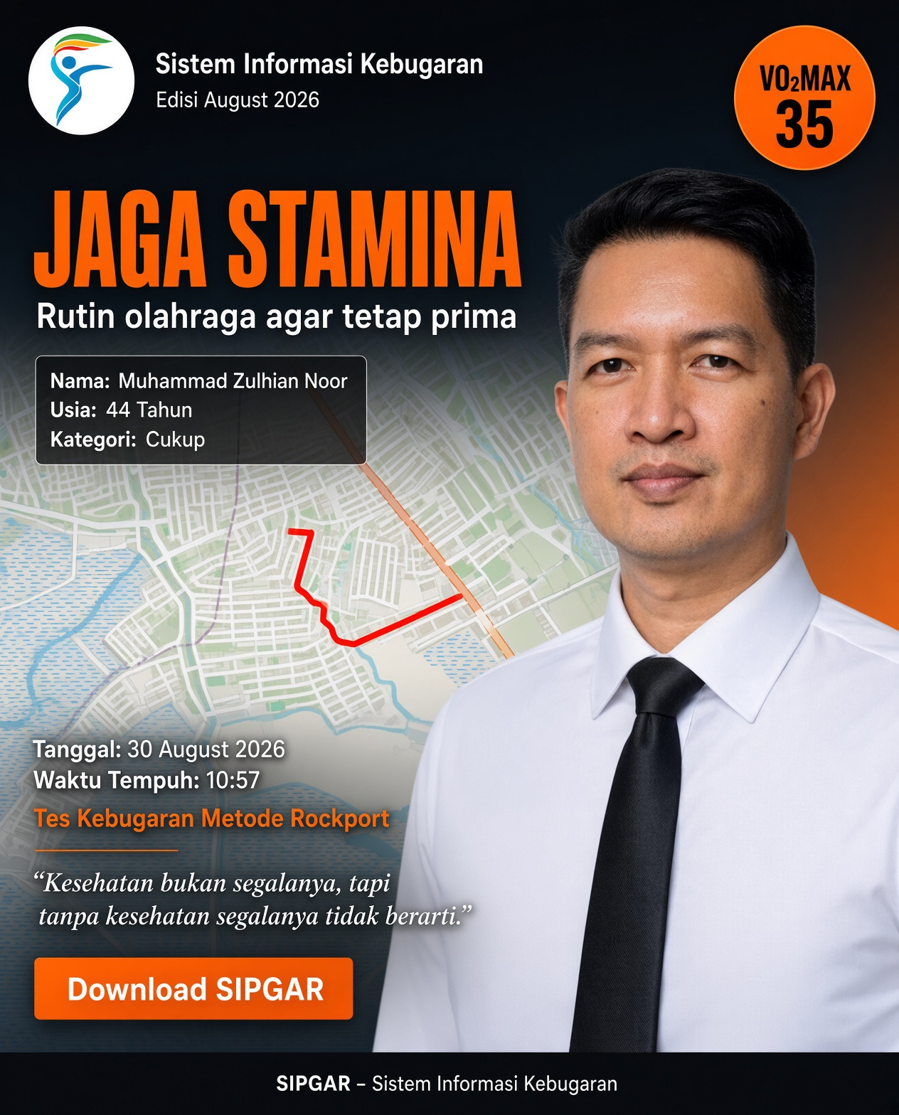 Cover hasil tes kebugaran Muhammad Zulhian Noor