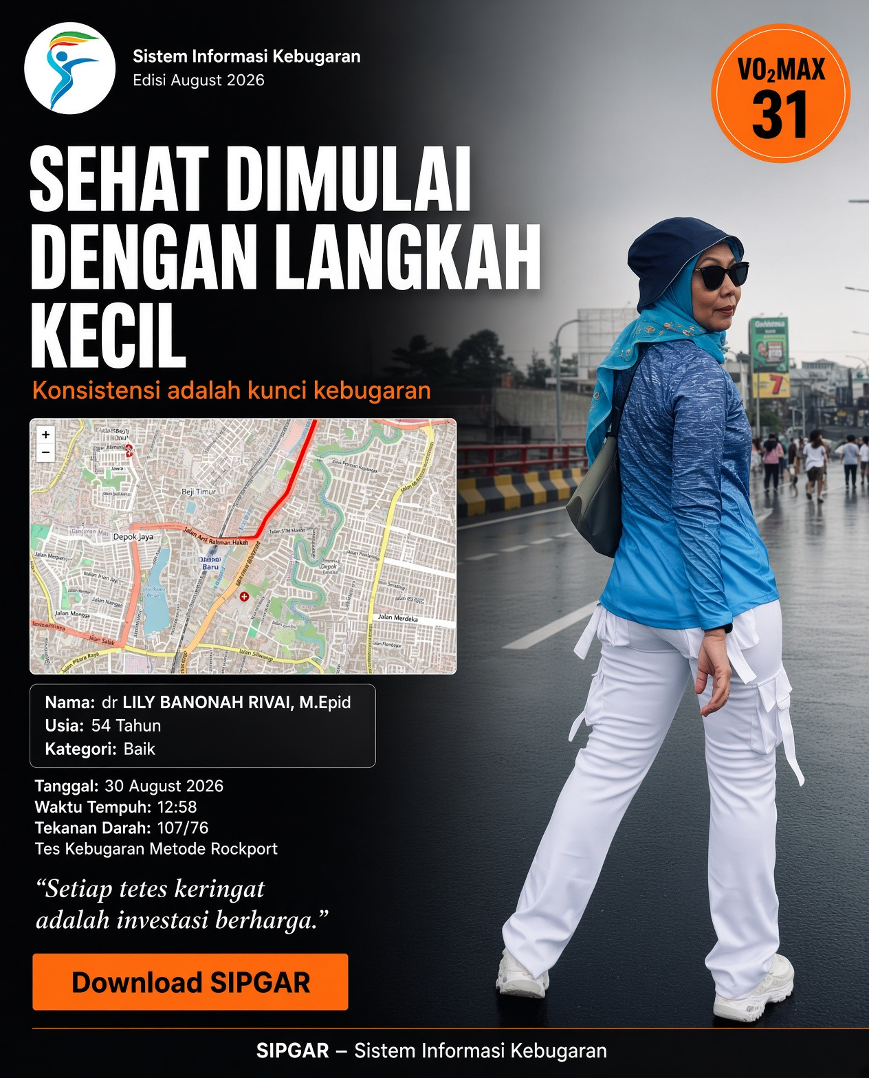 Cover hasil tes kebugaran dr LILY BANONAH RIVAI, M.Epid