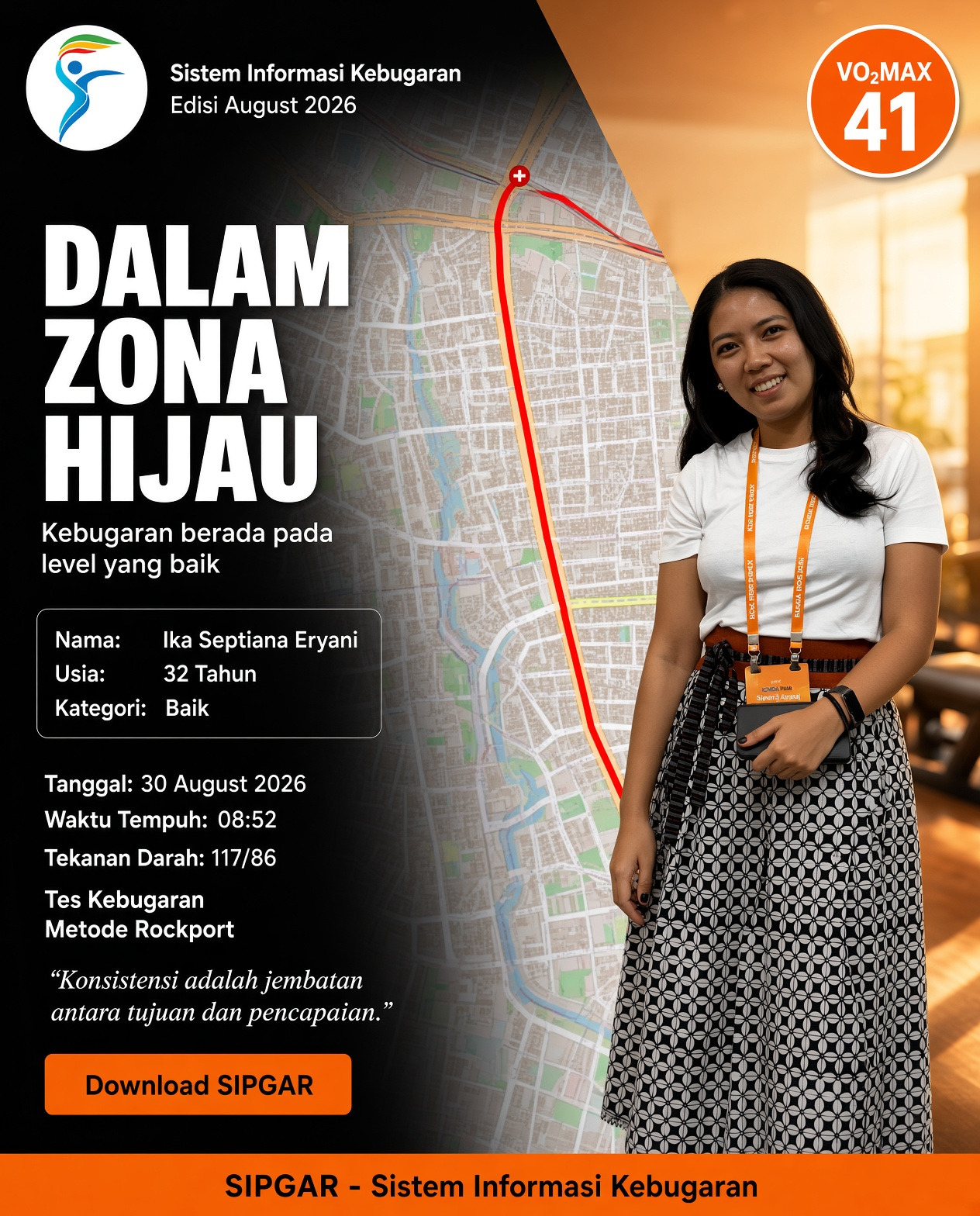 Cover hasil tes kebugaran Ika Septiana Eryani