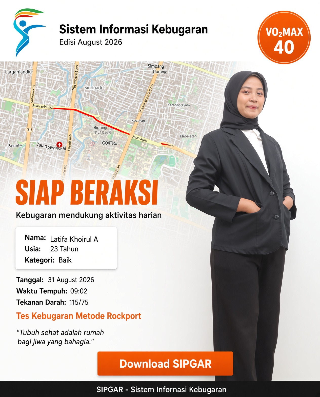 Cover hasil tes kebugaran Latifa Khoirul A