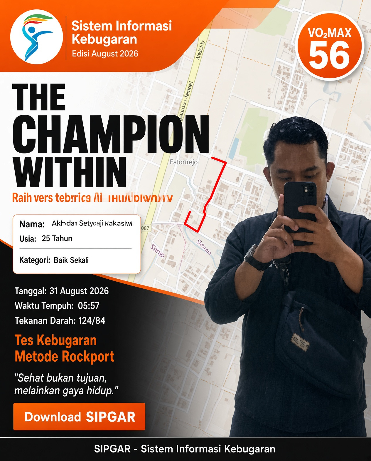 Cover hasil tes kebugaran Akhdan Setyoaji Rakasiwi