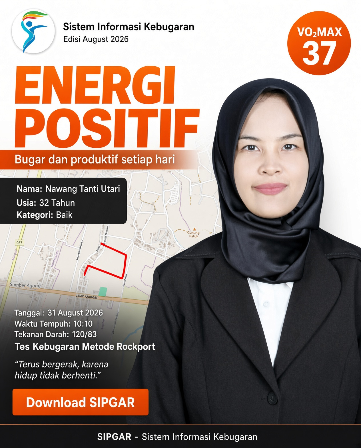 Cover hasil tes kebugaran Nawang Tanti Utari