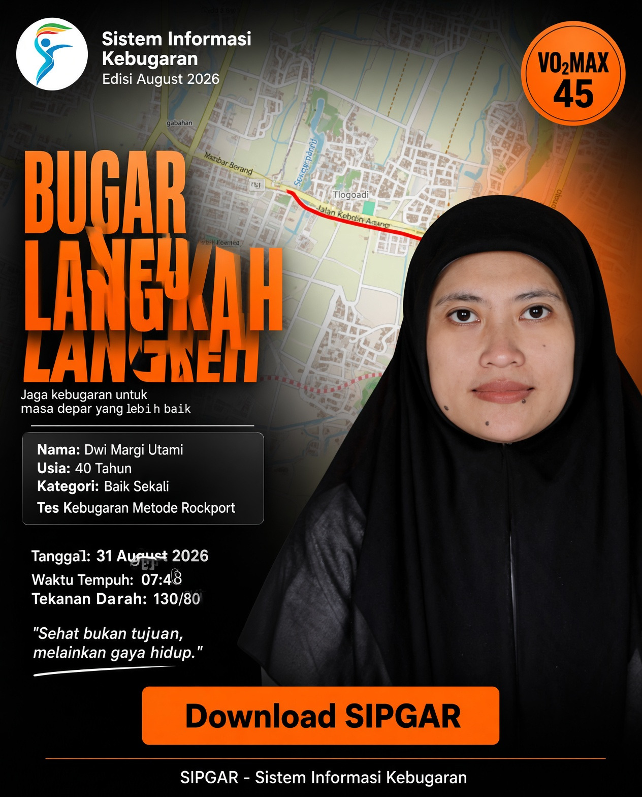 Cover hasil tes kebugaran Dwi Margi Utami