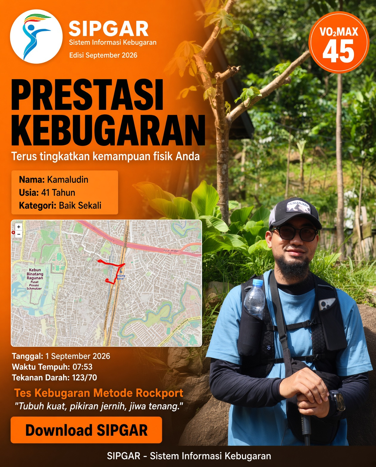 Cover hasil tes kebugaran Kamaludin