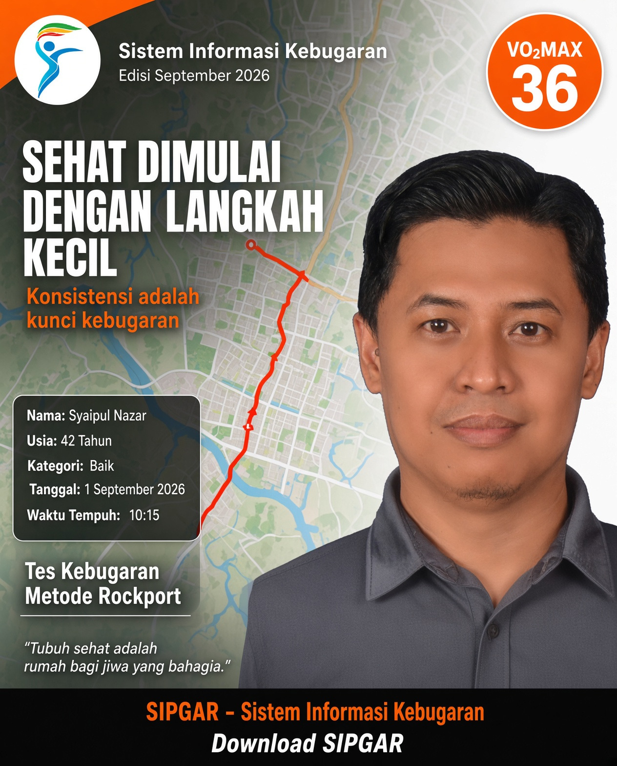 Cover hasil tes kebugaran Syaipul Nazar