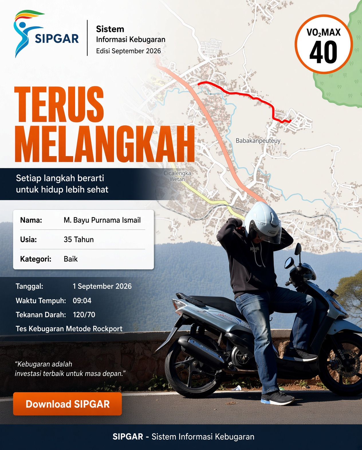 Cover hasil tes kebugaran M. Bayu Purnama Ismail