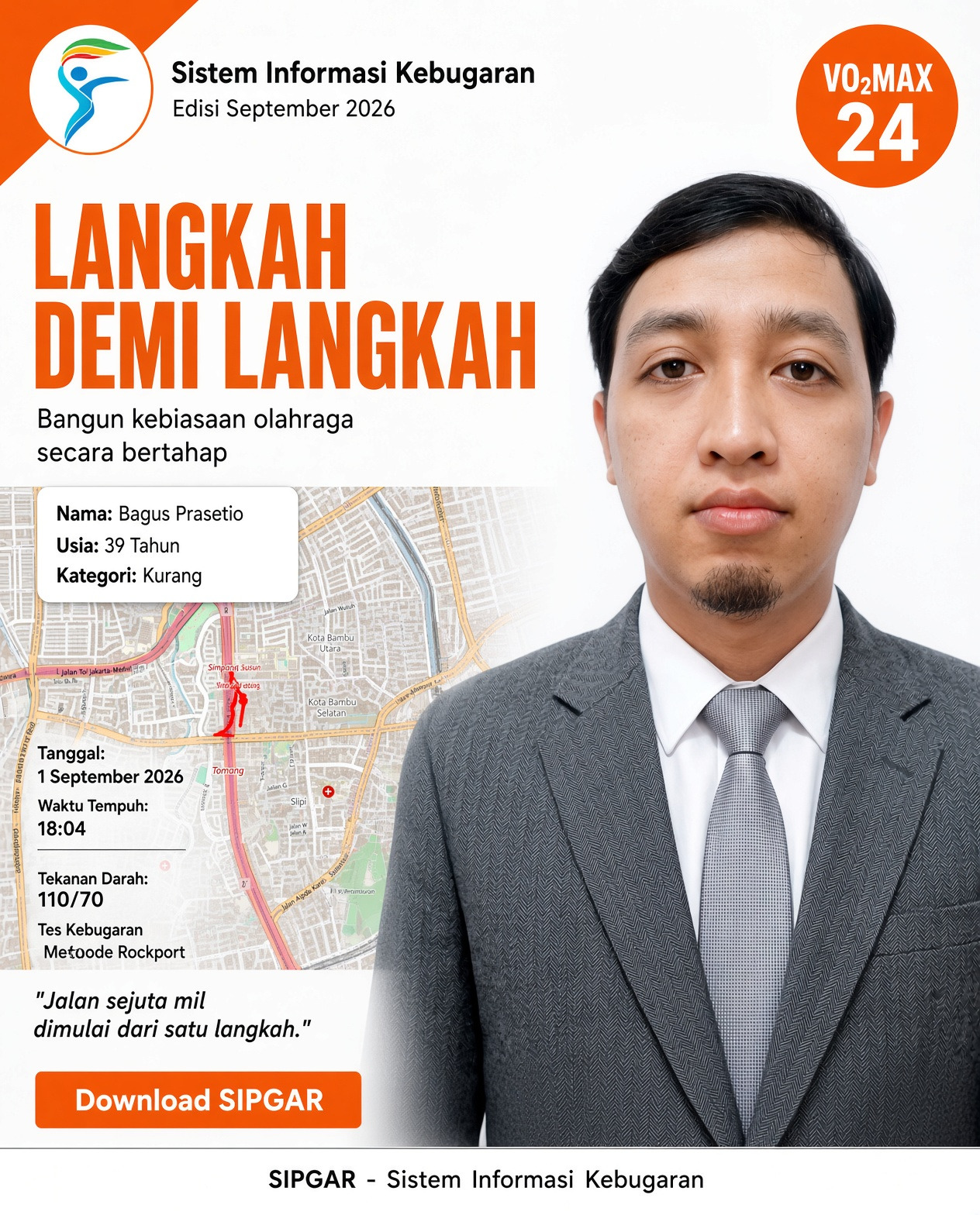 Cover hasil tes kebugaran Bagus Prasetio