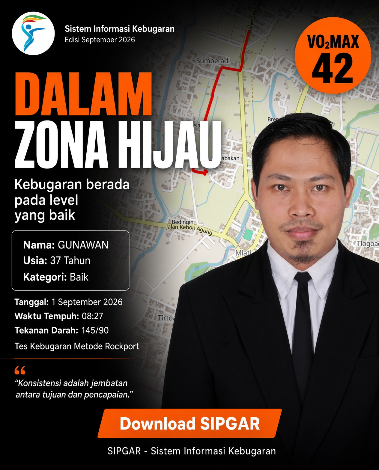 Cover hasil tes kebugaran GUNAWAN