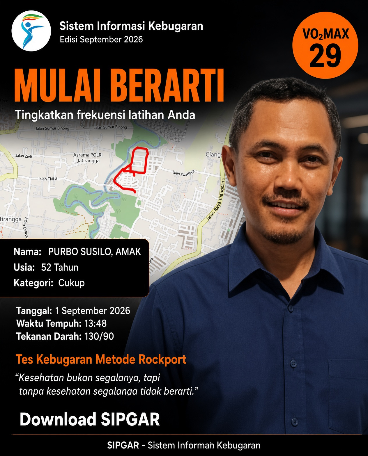 Cover hasil tes kebugaran PURBO SUSILO, AMAK