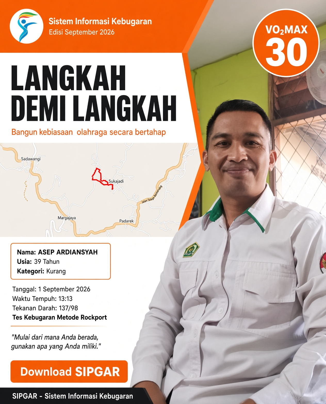 Cover hasil tes kebugaran ASEP ARDIANSYAH