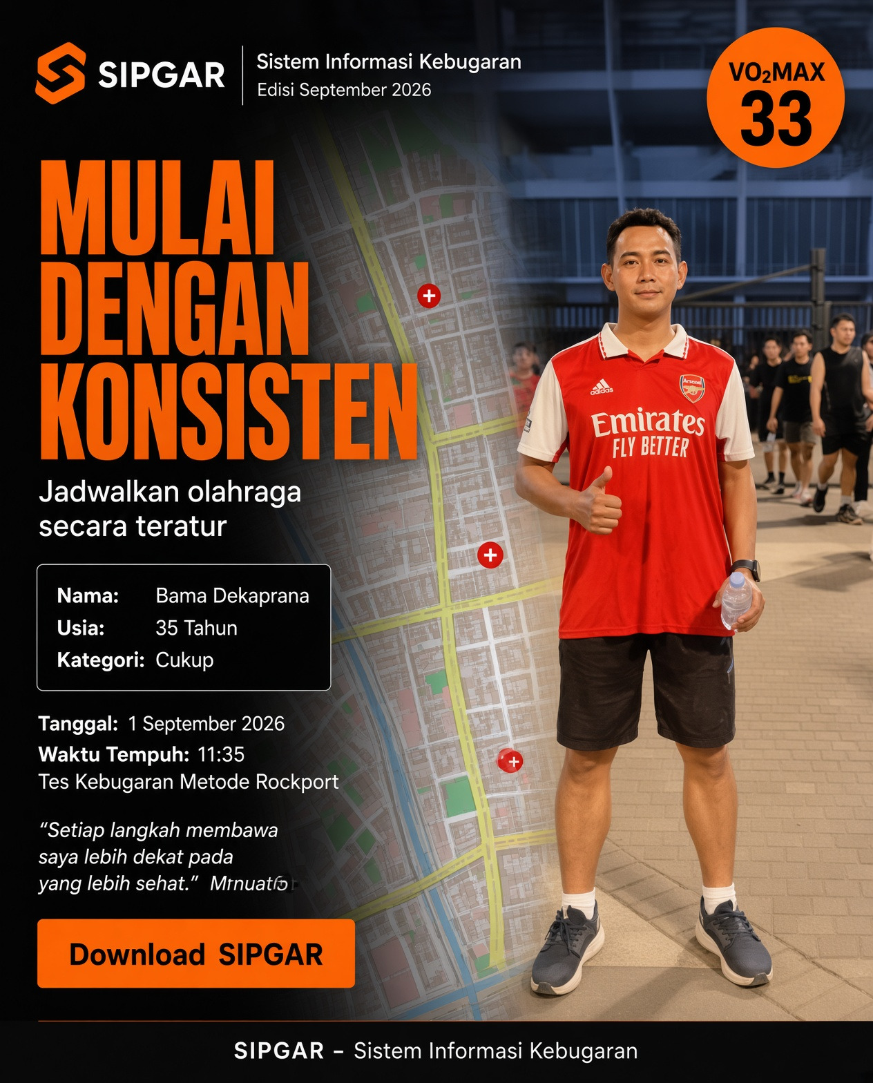 Cover hasil tes kebugaran Bama Dekaprana