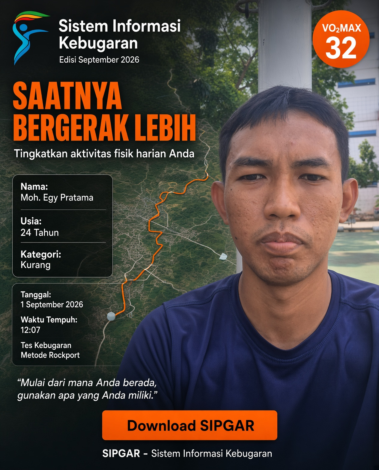 Cover hasil tes kebugaran Moh. Egy Pratama