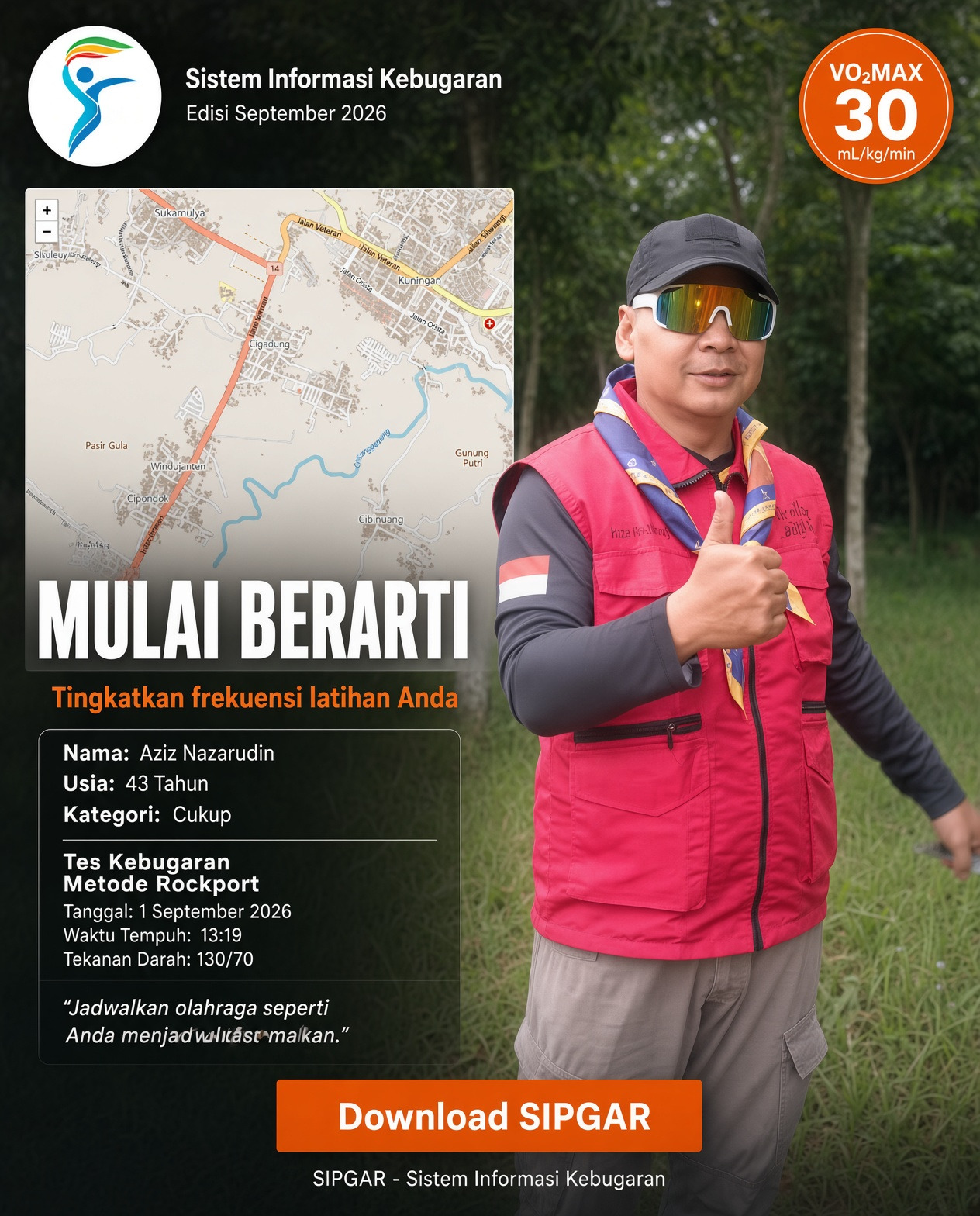 Cover hasil tes kebugaran Aziz Nazarudin