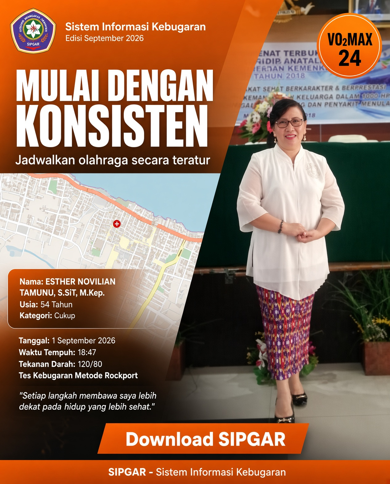 Cover hasil tes kebugaran ESTHER NOVILIAN TAMUNU, S.SiT, M.Kep.