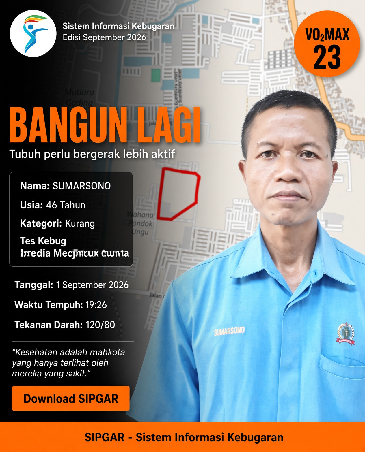Cover hasil tes kebugaran SUMARSONO